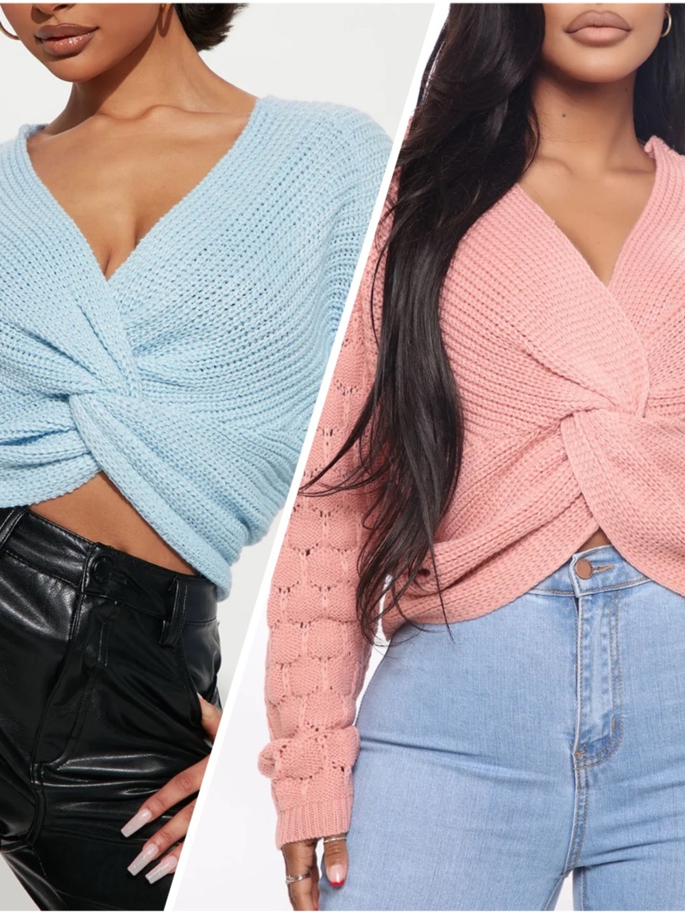 💞Pink and Blue Knitted Sweaters